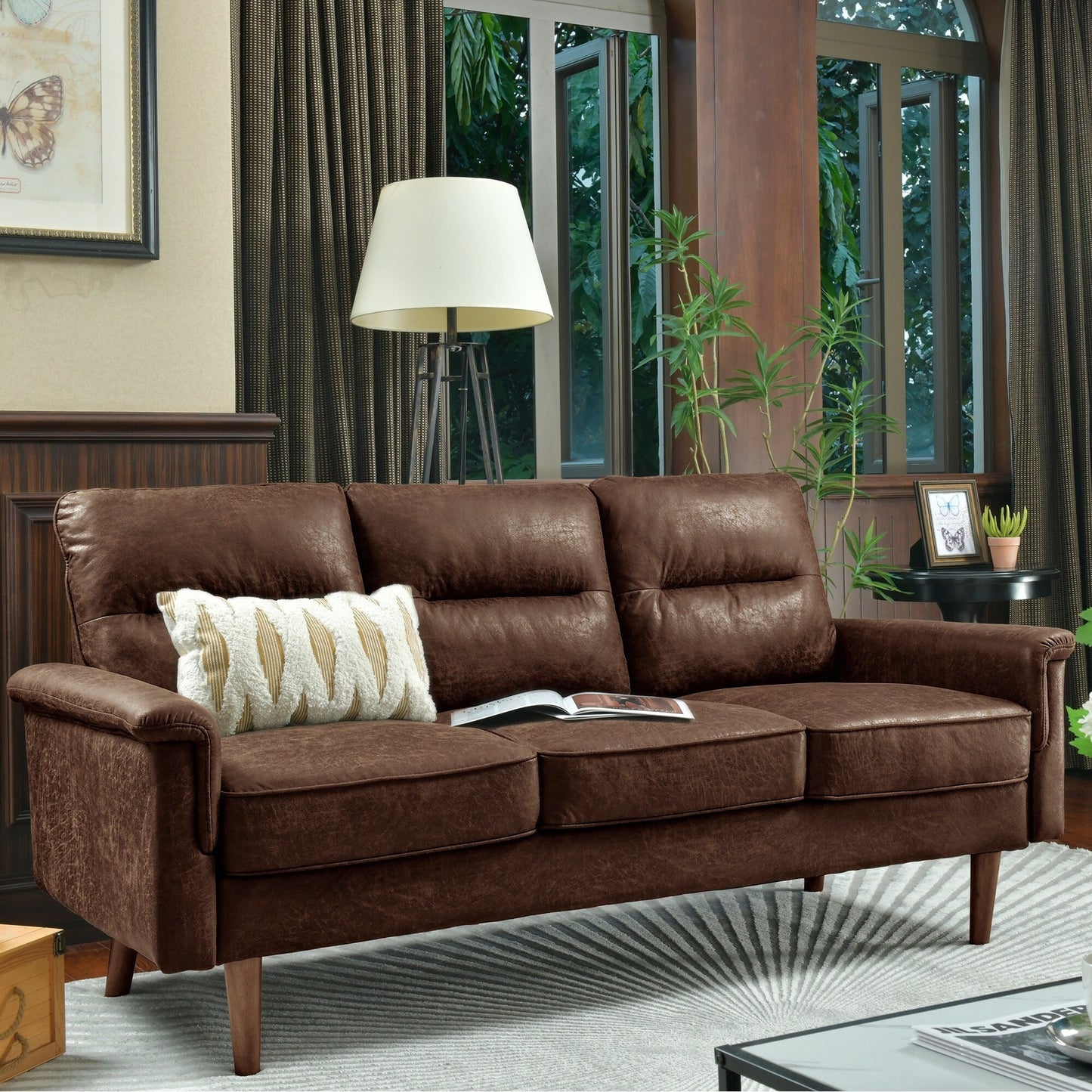 Canapé d'intérieur OVIOS avec coussin moelleux et pieds en bois