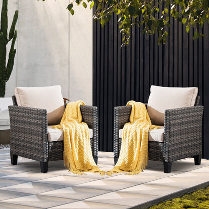 Ensemble de chaises de conversation en osier pour patio extérieur OVIOS