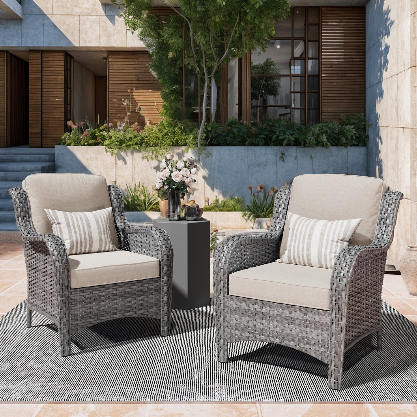 Ensemble de 2 chaises de patio en osier OVIOS