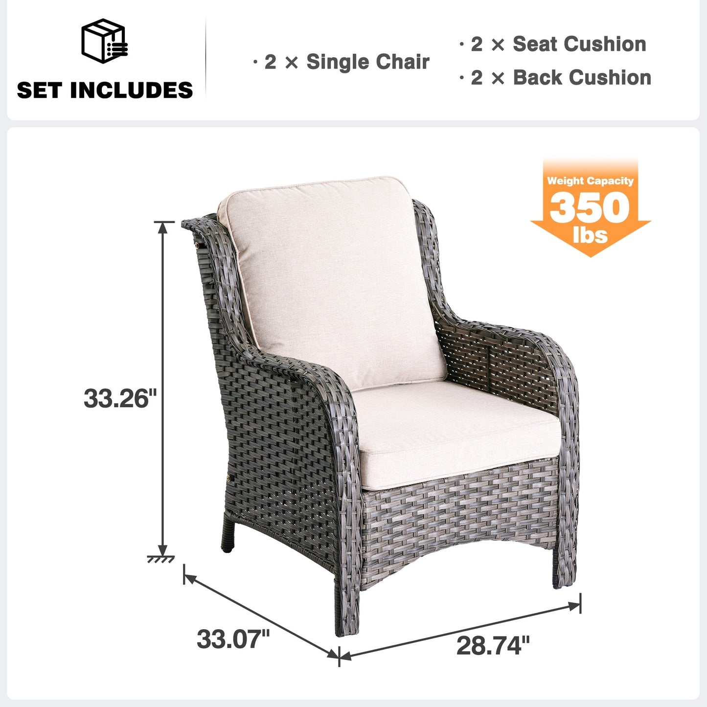Ensemble de 2 chaises de patio en osier OVIOS