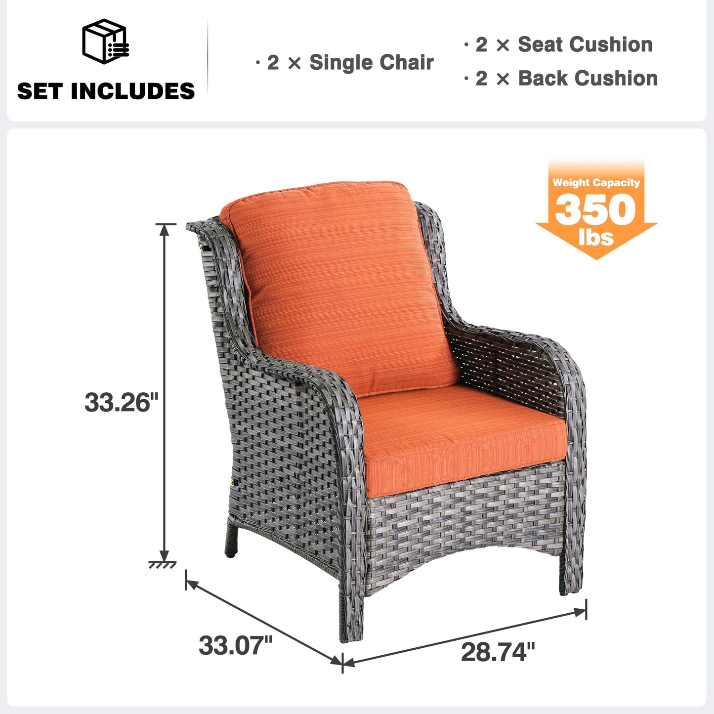 Ensemble de 2 chaises de patio en osier OVIOS