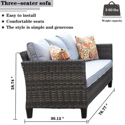 Ensemble de meubles de patio OVIOS 7 pièces en osier avec chaises pivotantes à bascule