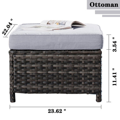 Ensemble de meubles de patio OVIOS 7 pièces en osier avec chaises pivotantes à bascule