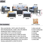 Ensemble de meubles de patio OVIOS 7 pièces en osier avec chaises pivotantes à bascule