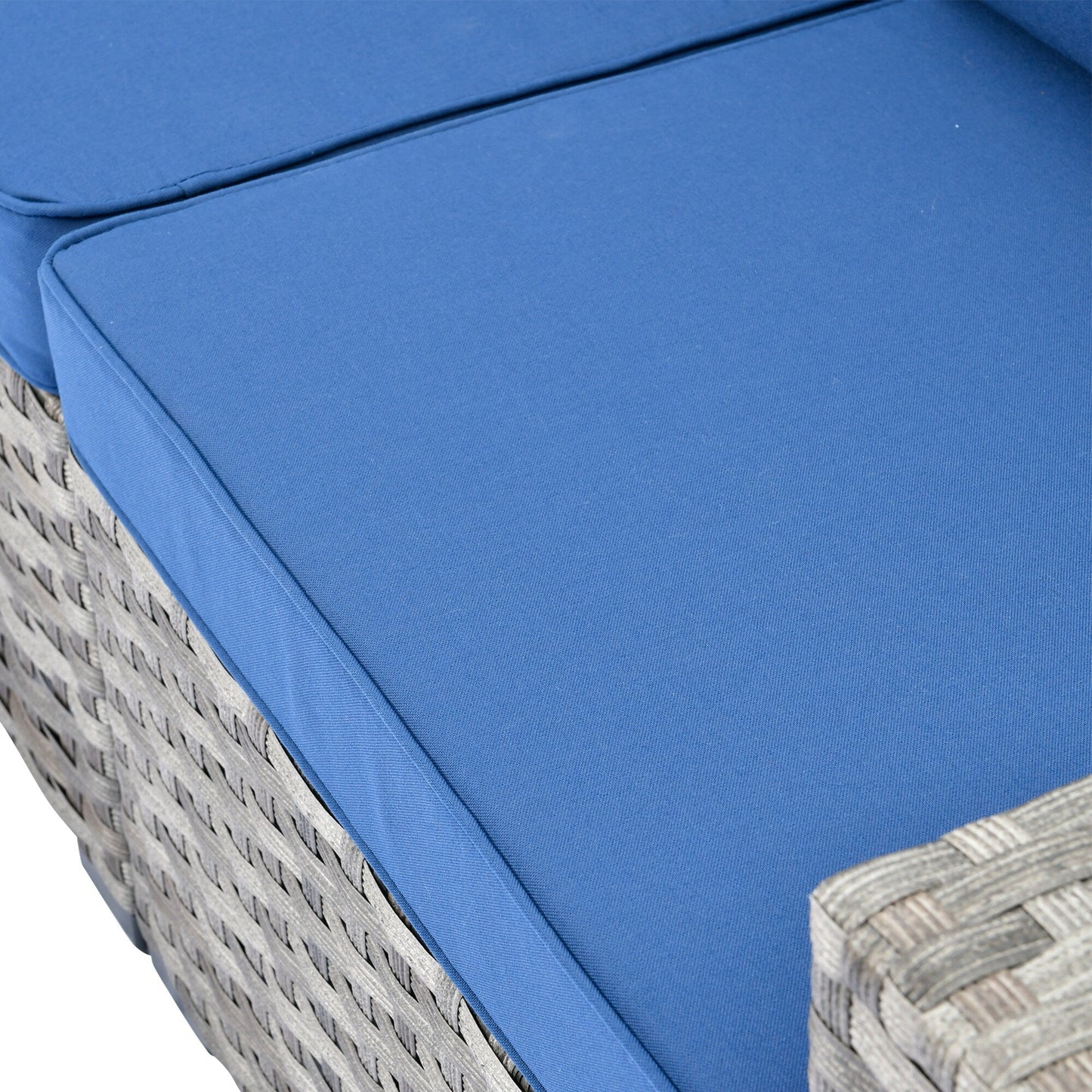 Ensemble de 9 chaises pivotantes à bascule en osier pour patio OVIOS avec tables à plateau en verre
