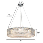 Lustre rond moderne en cristal OYIPRO 6/8/12 lumières en forme de tambour pour îlot de cuisine