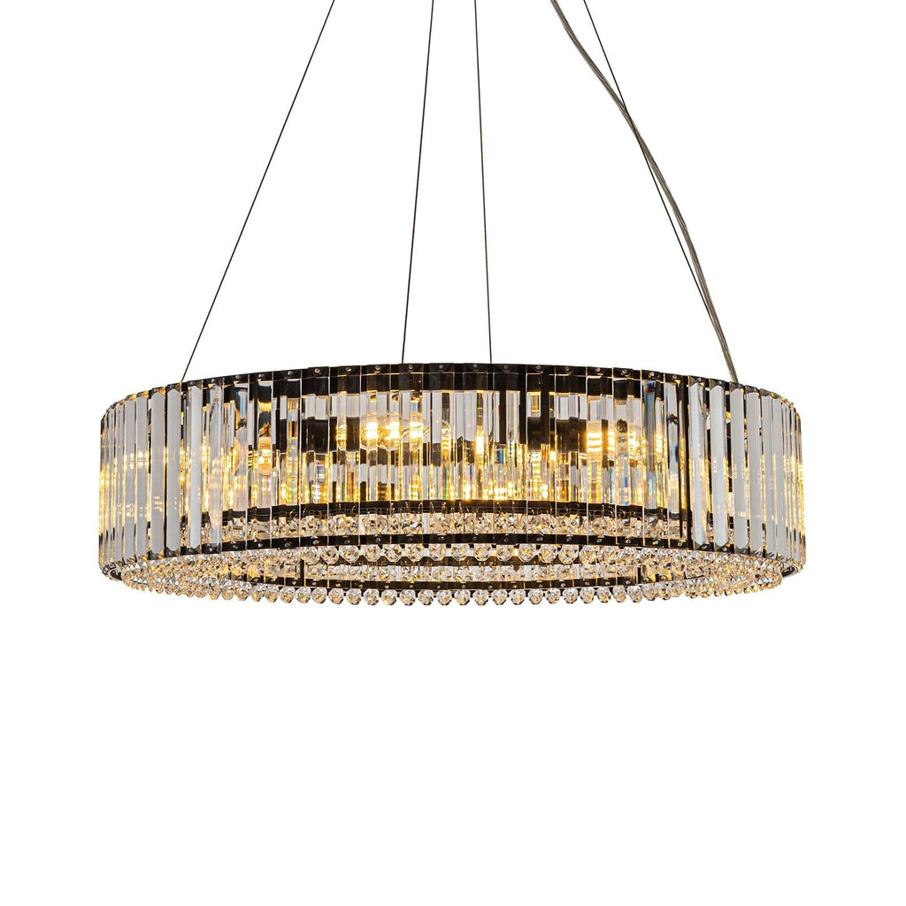 Lustre rond moderne en cristal OYIPRO 6/8/12 lumières en forme de tambour pour îlot de cuisine