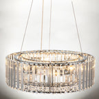 Lustre rond moderne en cristal OYIPRO 6/8/12 lumières en forme de tambour pour îlot de cuisine
