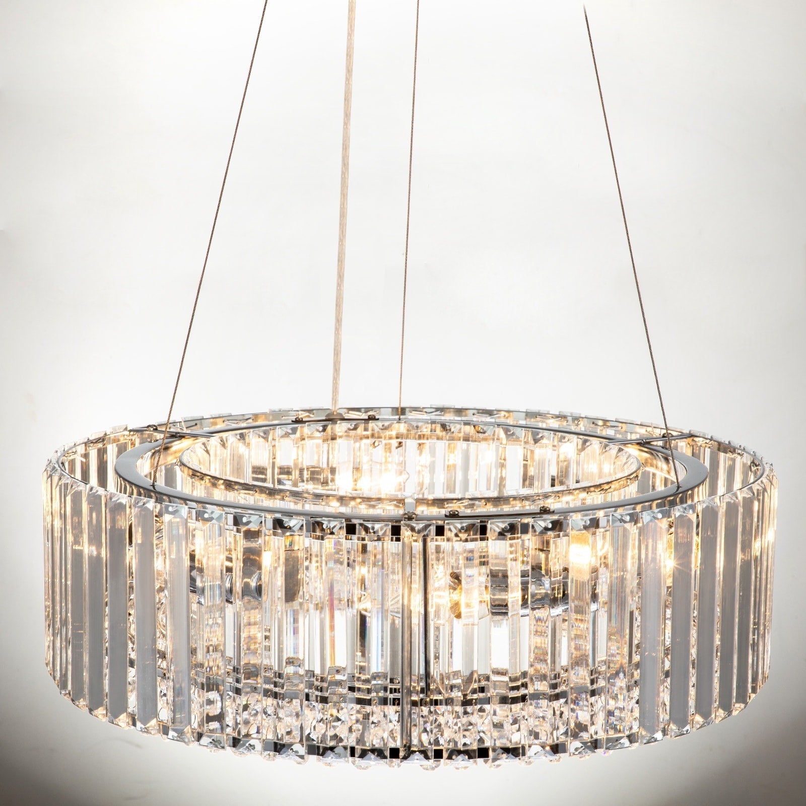 Lustre rond moderne en cristal OYIPRO 6/8/12 lumières en forme de tambour pour îlot de cuisine