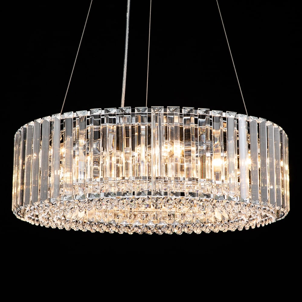 Lustre rond moderne en cristal OYIPRO 6/8/12 lumières en forme de tambour pour îlot de cuisine