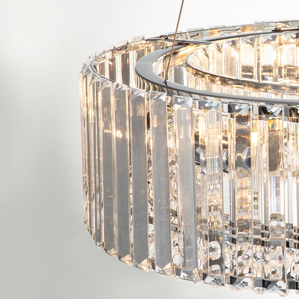 Lustre rond moderne en cristal OYIPRO 6/8/12 lumières en forme de tambour pour îlot de cuisine