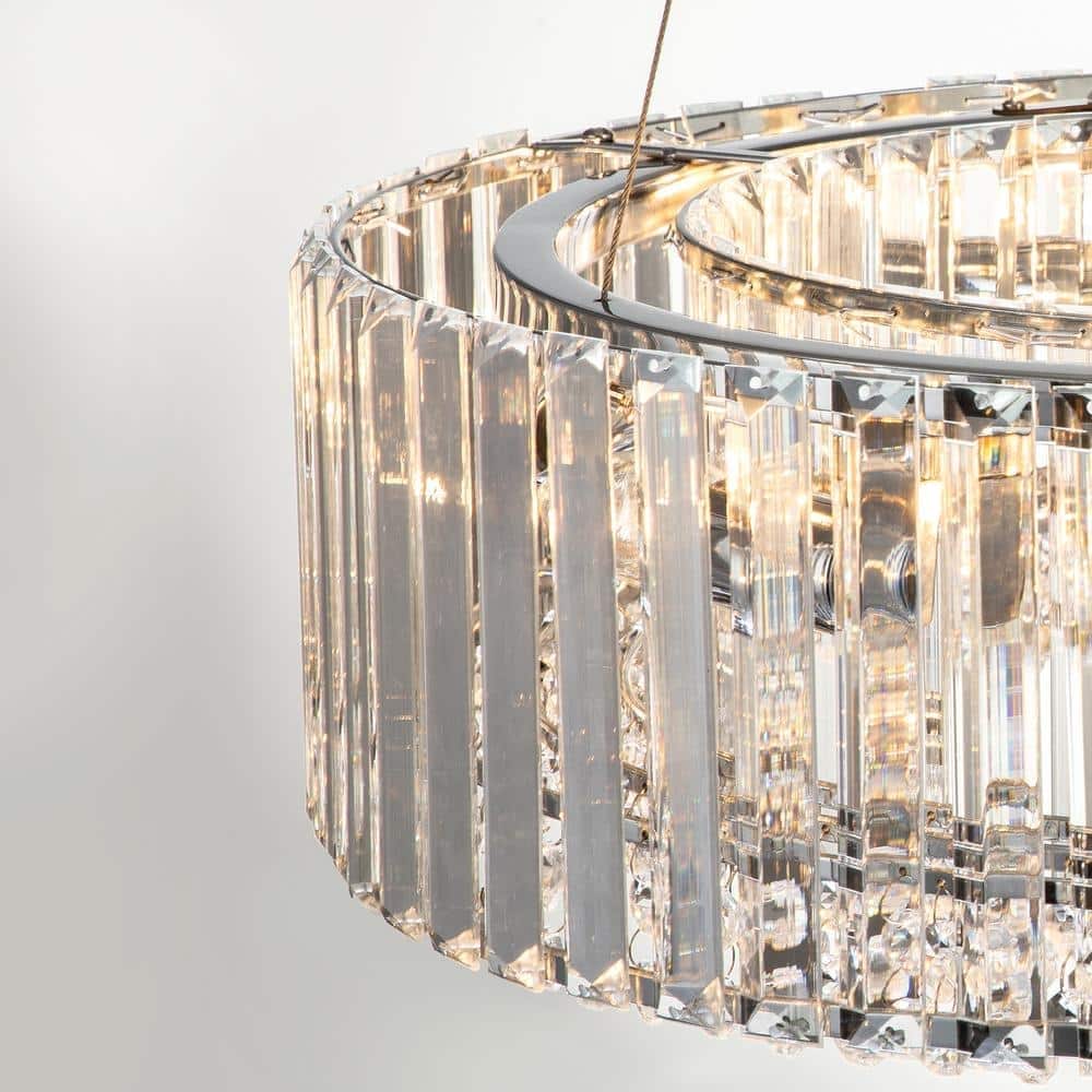 Lustre rond moderne en cristal OYIPRO 6/8/12 lumières en forme de tambour pour îlot de cuisine