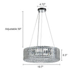 Lustre rond moderne en cristal OYIPRO 6/8/12 lumières en forme de tambour pour îlot de cuisine