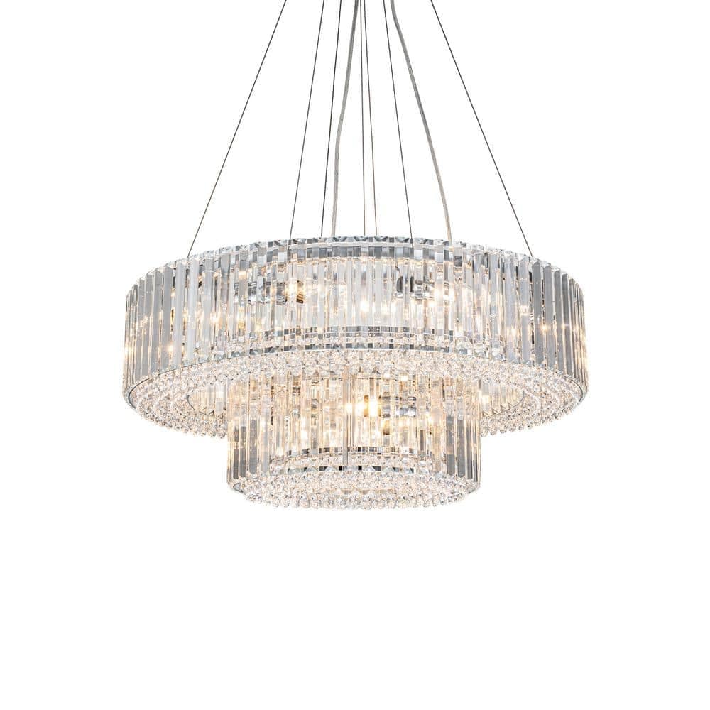 Lustre rond moderne en cristal OYIPRO 6/8/12 lumières en forme de tambour pour îlot de cuisine