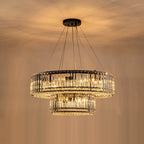 Lustre rond moderne en cristal OYIPRO 6/8/12 lumières en forme de tambour pour îlot de cuisine