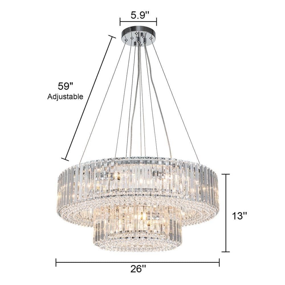 Lustre rond moderne en cristal OYIPRO 6/8/12 lumières en forme de tambour pour îlot de cuisine
