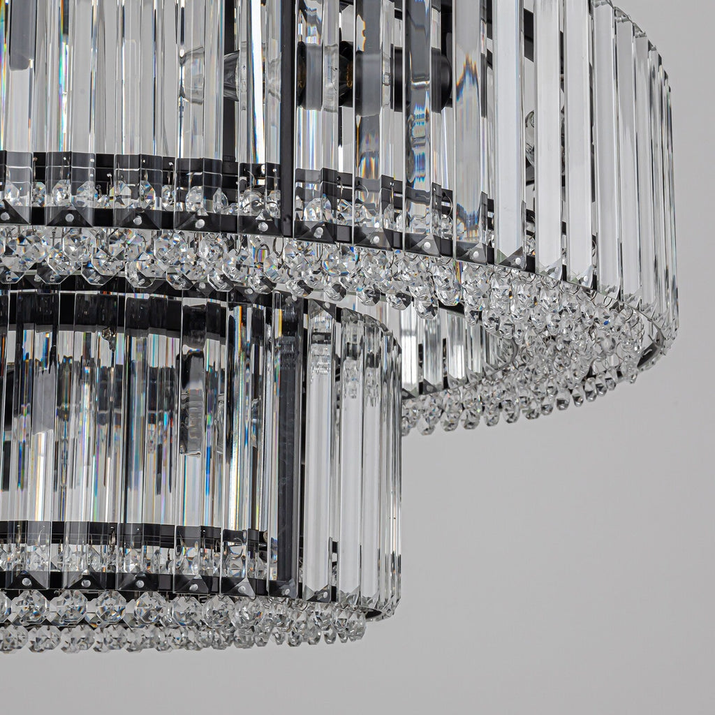 Lustre rond moderne en cristal OYIPRO 6/8/12 lumières en forme de tambour pour îlot de cuisine