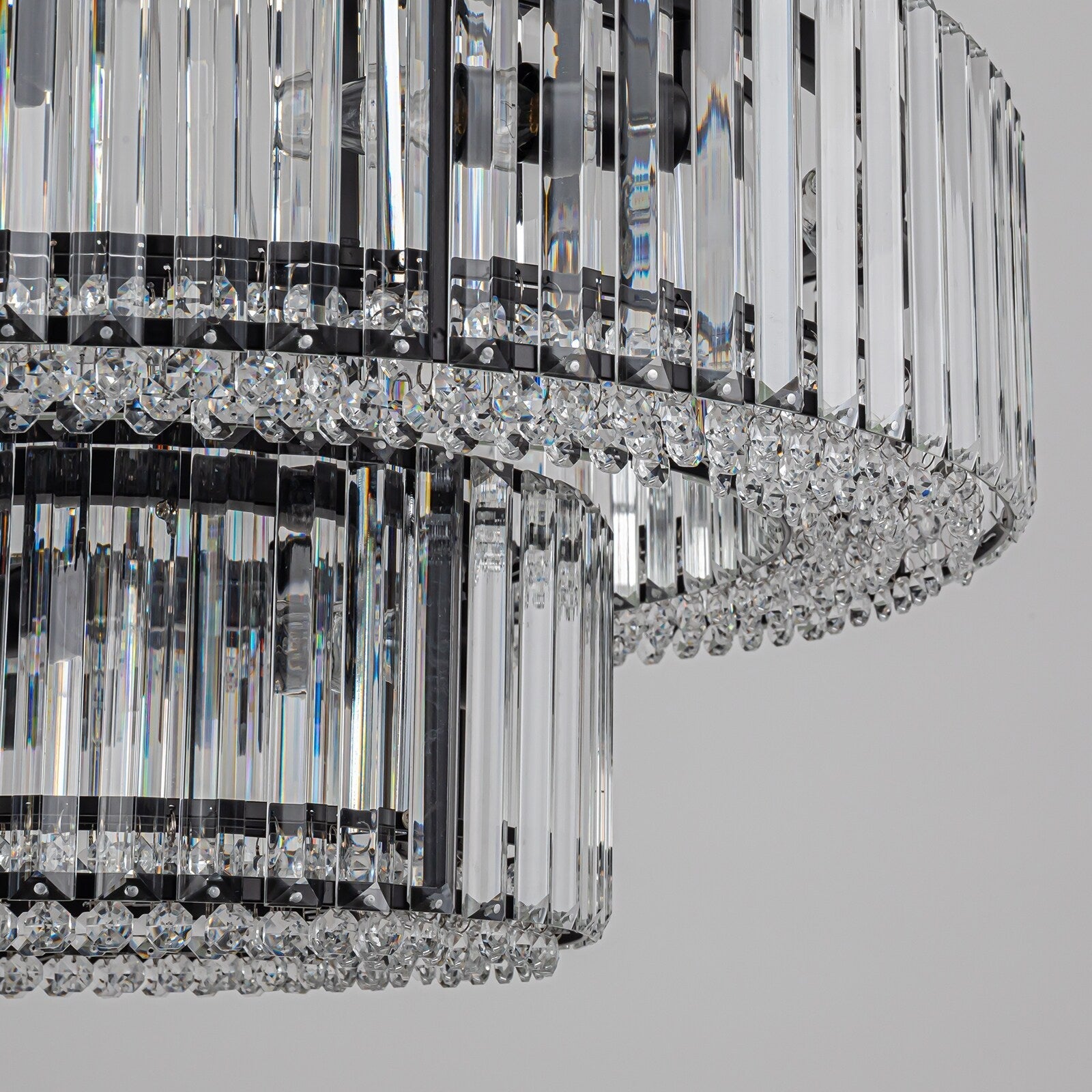 Lustre rond moderne en cristal OYIPRO 6/8/12 lumières en forme de tambour pour îlot de cuisine