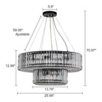 Lustre rond moderne en cristal OYIPRO 6/8/12 lumières en forme de tambour pour îlot de cuisine