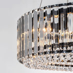 Lustre rond moderne en cristal OYIPRO 6/8/12 lumières en forme de tambour pour îlot de cuisine