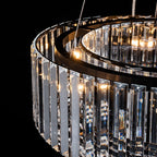 Lustre rond moderne en cristal OYIPRO 6/8/12 lumières en forme de tambour pour îlot de cuisine