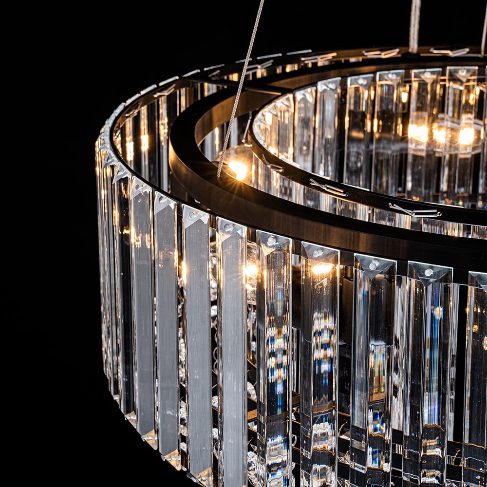 Lustre rond moderne en cristal OYIPRO 6/8/12 lumières en forme de tambour pour îlot de cuisine