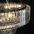 Lustre rond moderne en cristal OYIPRO 6/8/12 lumières en forme de tambour pour îlot de cuisine