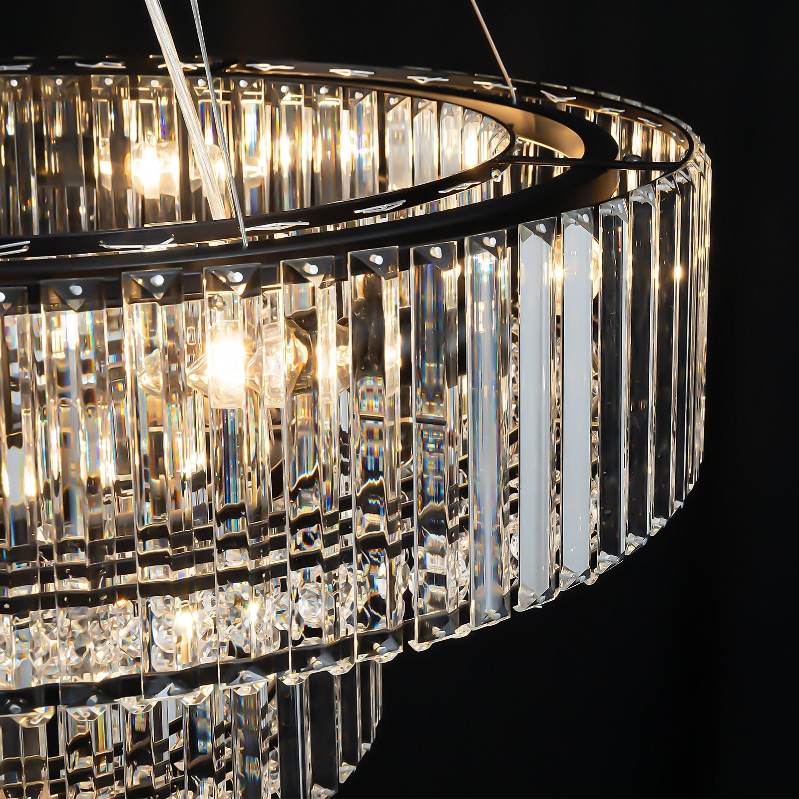 Lustre rond moderne en cristal OYIPRO 6/8/12 lumières en forme de tambour pour îlot de cuisine