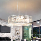 Lustre rond moderne en cristal OYIPRO 6/8/12 lumières en forme de tambour pour îlot de cuisine