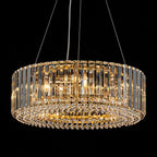 Lustre rond moderne en cristal OYIPRO 6/8/12 lumières en forme de tambour pour îlot de cuisine
