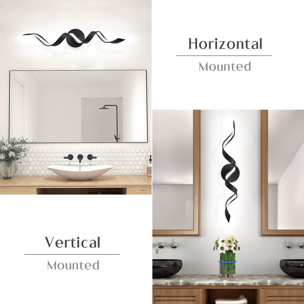 Applique murale à LED pour salle de bain, design spirale moderne, intensité variable