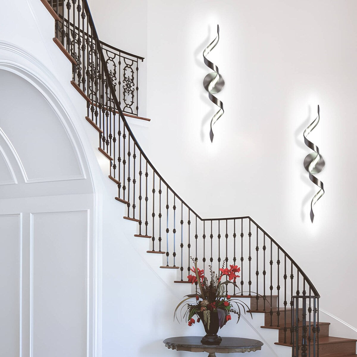 Applique murale à LED pour salle de bain, design spirale moderne, intensité variable