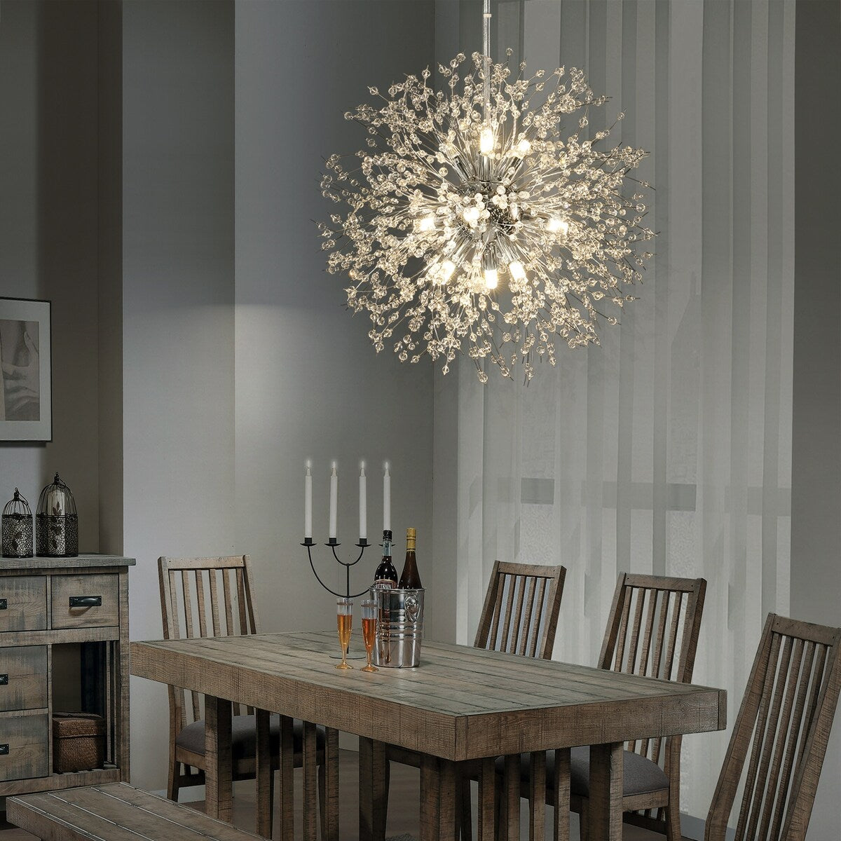 Lustre Spoutnik moderne en cristal avec feu d'artifice OYIPRO
