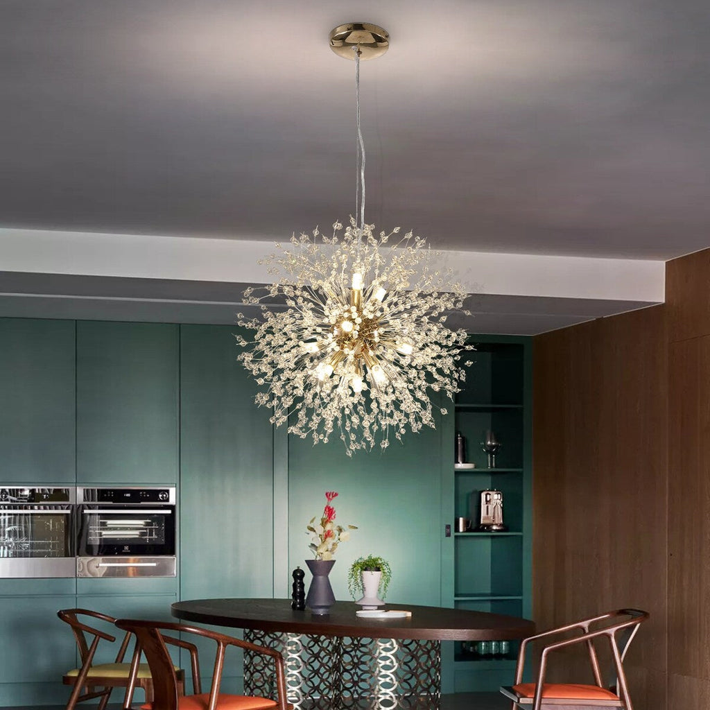 Lustre Spoutnik moderne en cristal avec feu d'artifice OYIPRO