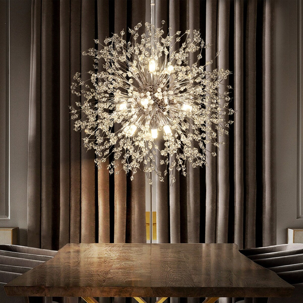 Lustre Spoutnik moderne en cristal avec feu d'artifice OYIPRO