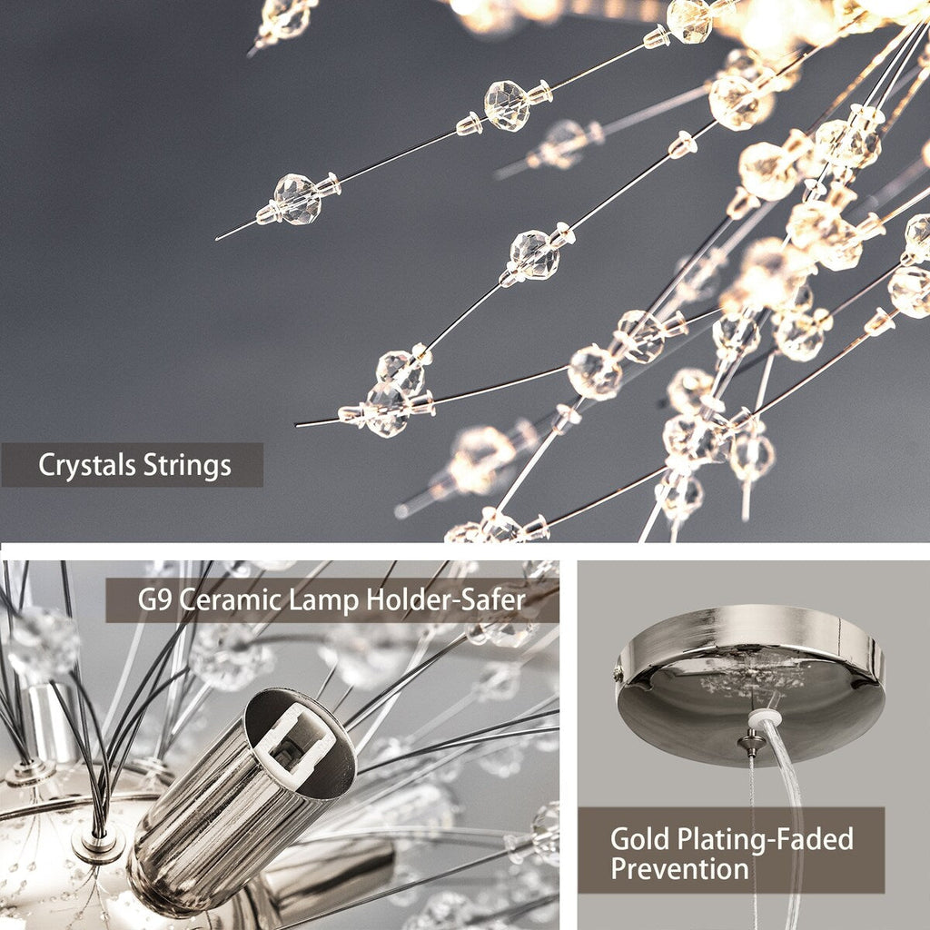 Lustre Spoutnik moderne en cristal avec feu d'artifice OYIPRO