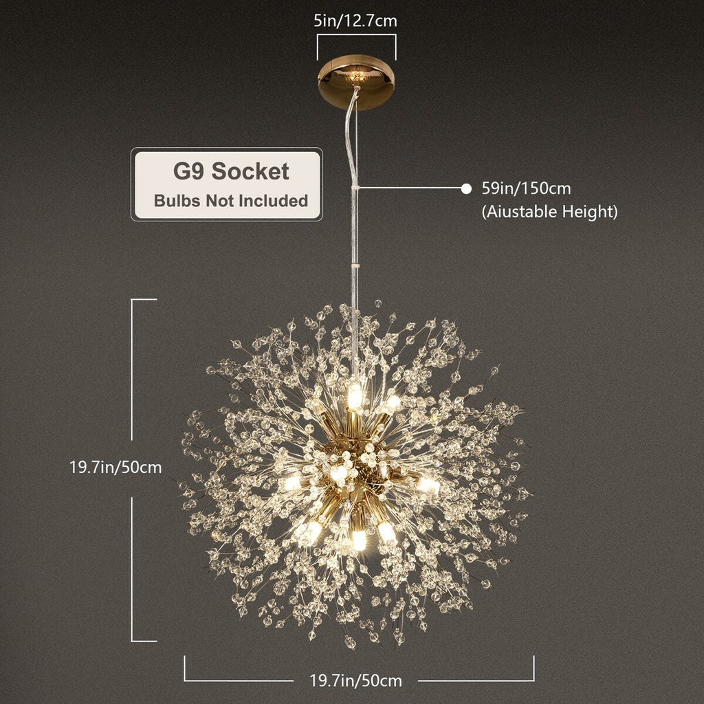Lustre Spoutnik moderne en cristal avec feu d'artifice OYIPRO