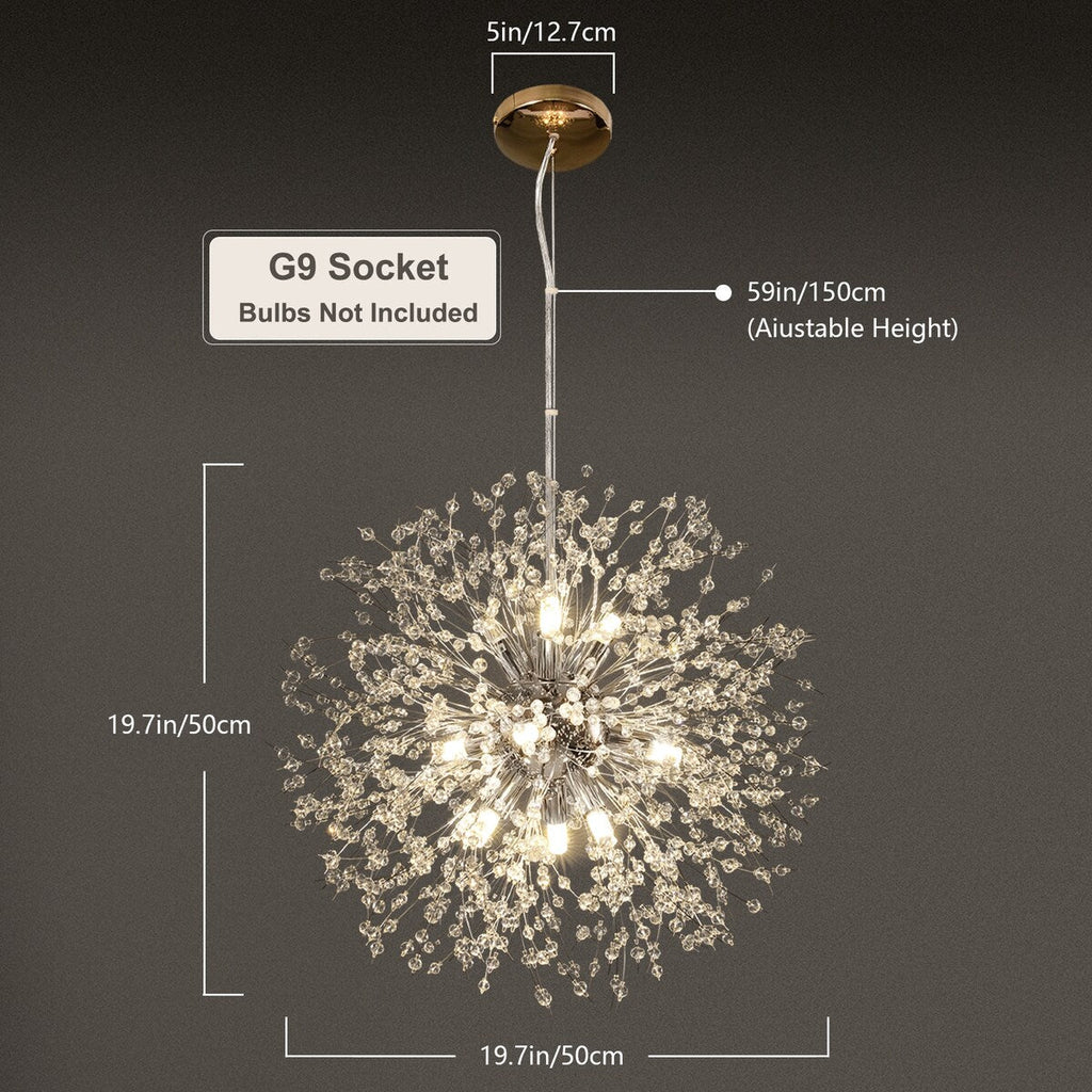 Lustre Spoutnik moderne en cristal avec feu d'artifice OYIPRO