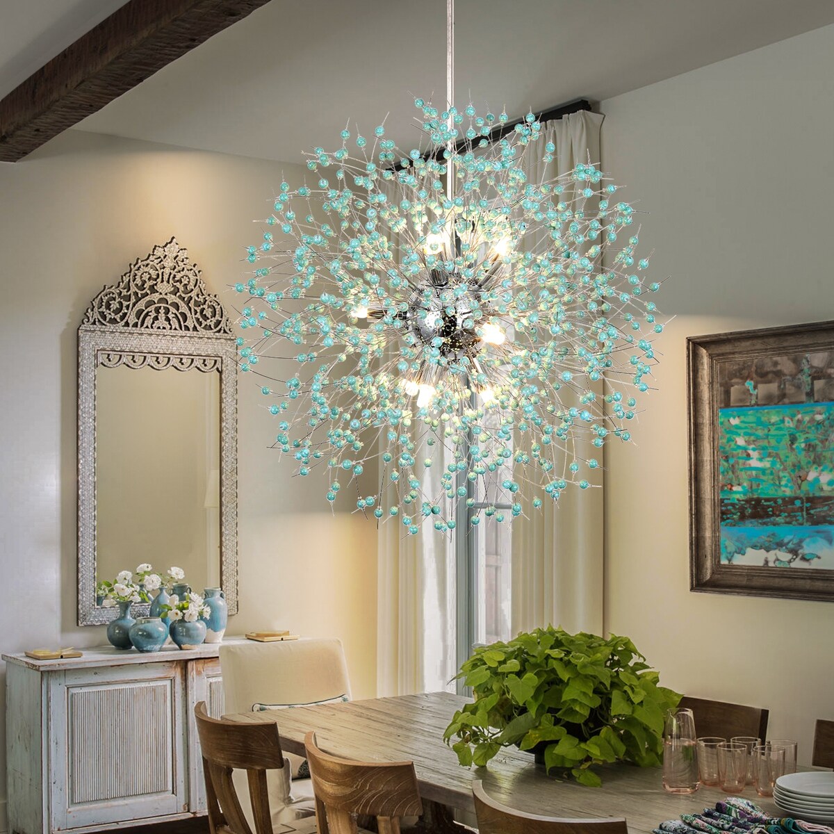 Lustre Spoutnik moderne en cristal avec feu d'artifice OYIPRO