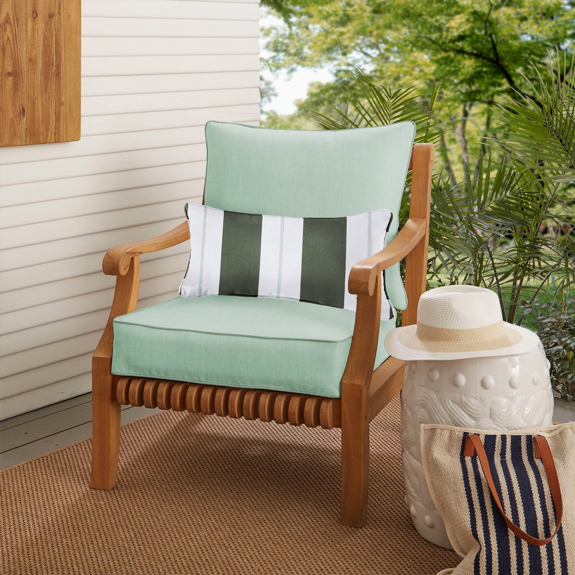 Oakley Sunbrella Solid Indoor/ Outdoor Corded Pillow and Chair Cushion Set