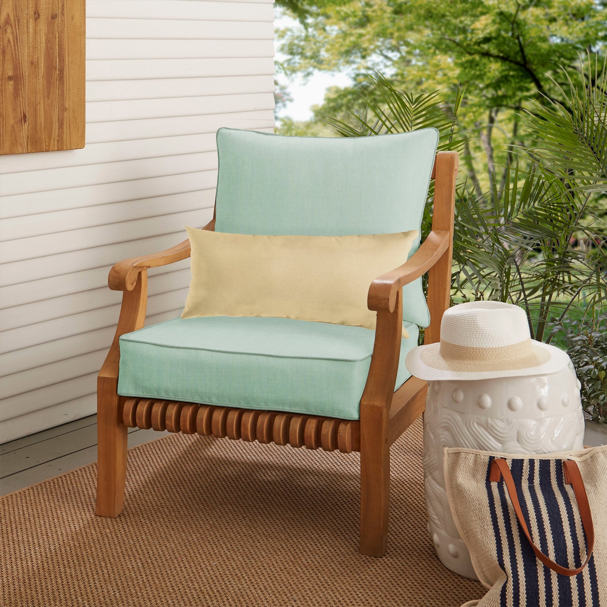 Oakley Sunbrella Solid Indoor/ Outdoor Corded Pillow and Chair Cushion Set