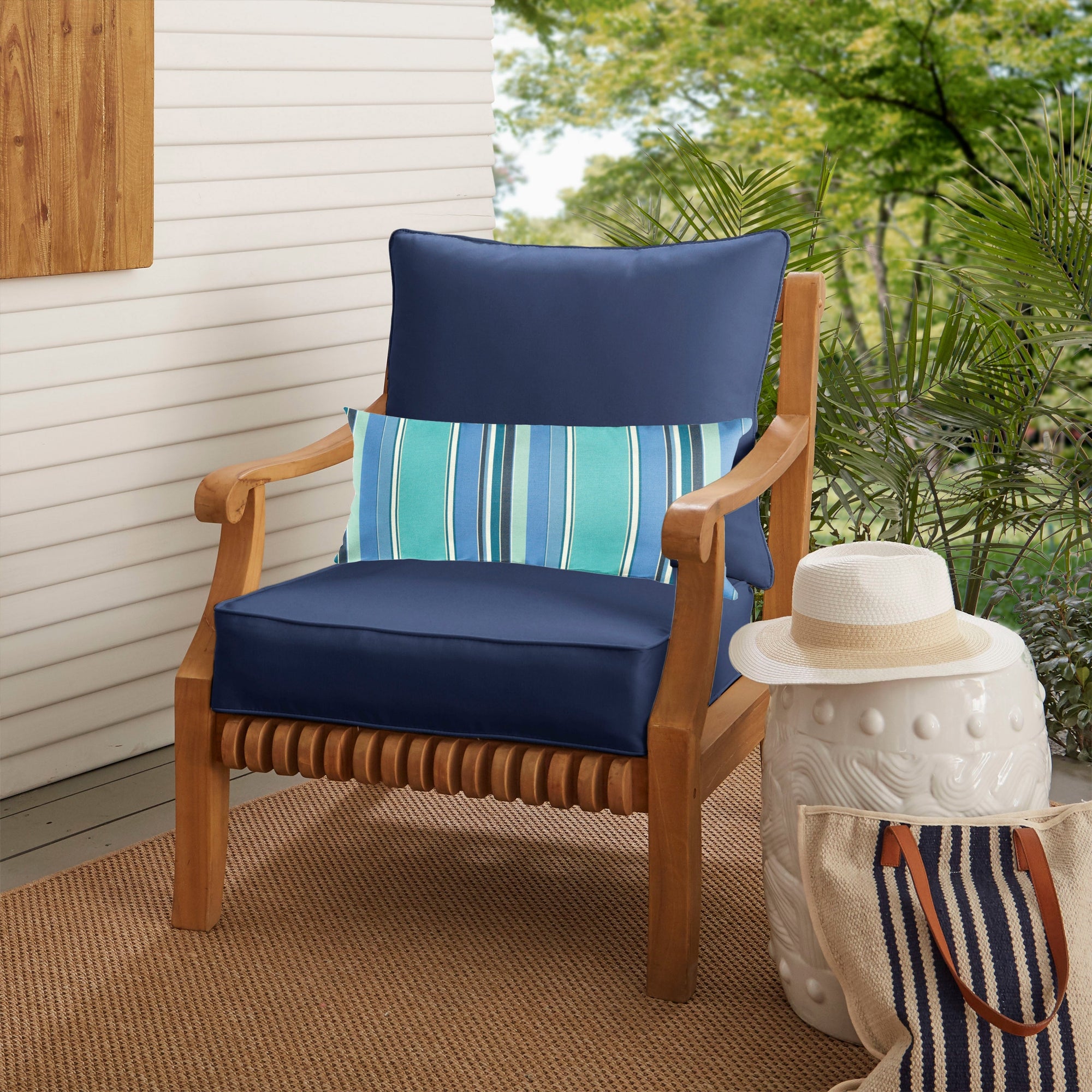 Oakley Sunbrella Solid Indoor/ Outdoor Corded Pillow and Chair Cushion Set