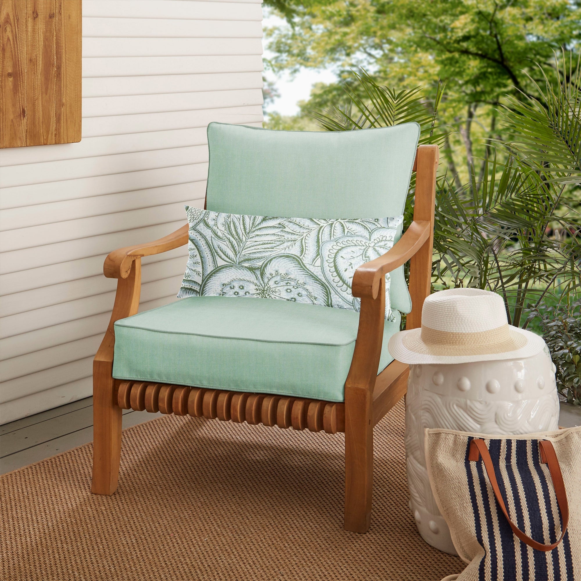 Oakley Sunbrella Solid Indoor/ Outdoor Corded Pillow and Chair Cushion Set