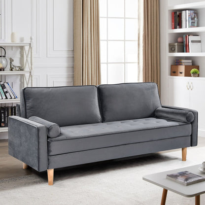 Canapé causeuse en velours Oaks Aura, choix multicolore, simple et compact, style rétro américain à rangées droites