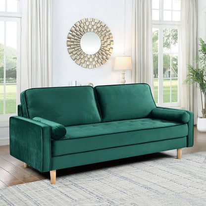 Canapé causeuse en velours Oaks Aura, choix multicolore, simple et compact, style rétro américain à rangées droites