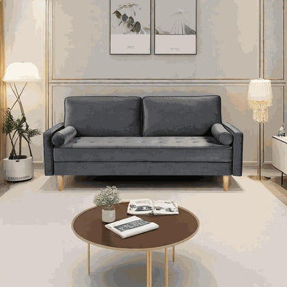 Canapé causeuse en velours Oaks Aura, choix multicolore, simple et compact, style rétro américain à rangées droites