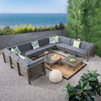 Ensemble de canapés d'extérieur Oana 12 pièces en bois d'acacia en forme de U par Christopher Knight Home
