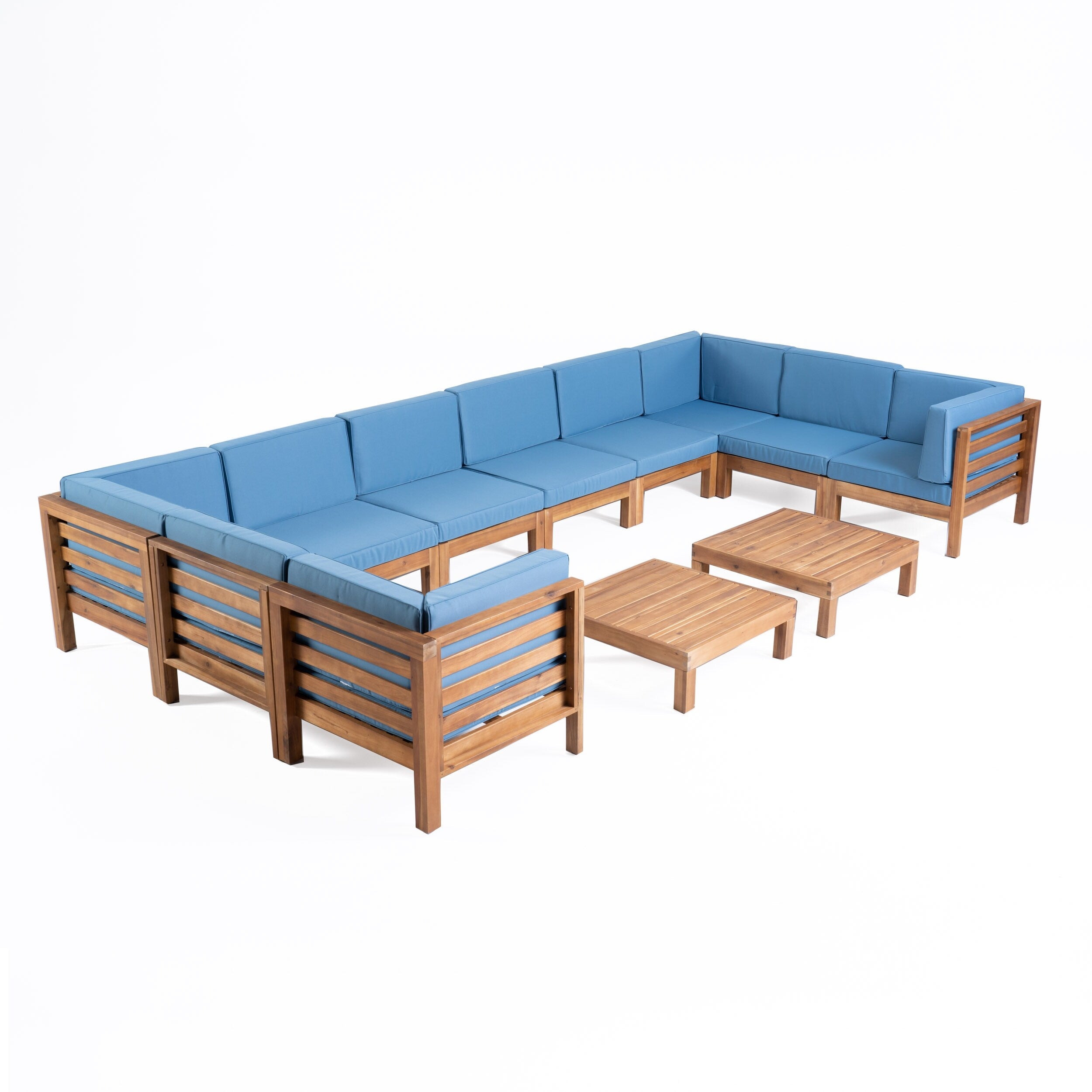 Ensemble de canapés d'extérieur Oana 12 pièces en bois d'acacia en forme de U par Christopher Knight Home