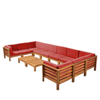Ensemble de canapés d'extérieur Oana 12 pièces en bois d'acacia en forme de U par Christopher Knight Home