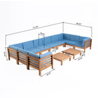 Ensemble de canapés d'extérieur Oana 12 pièces en bois d'acacia en forme de U par Christopher Knight Home
